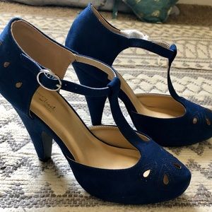 Navy T-strap heels
